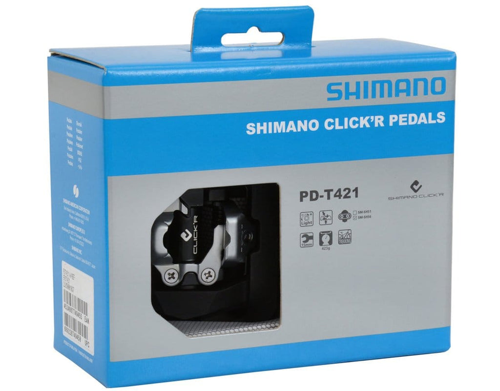 Shimano PD-T421 Dual-Sided Combination Pedals Flat and SPD Cleat Mount ...